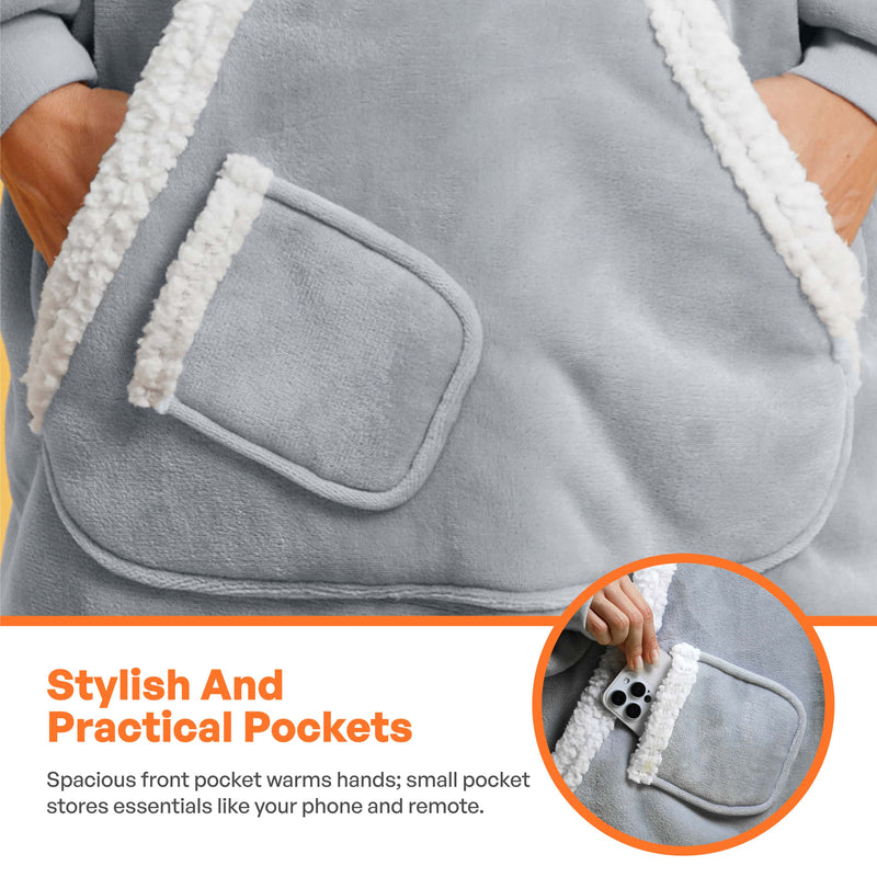 Adult Sherpa Wearable Blanket-Gray