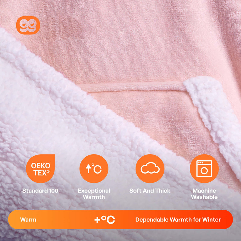 Adult Sherpa Wearable Blanket-Pink