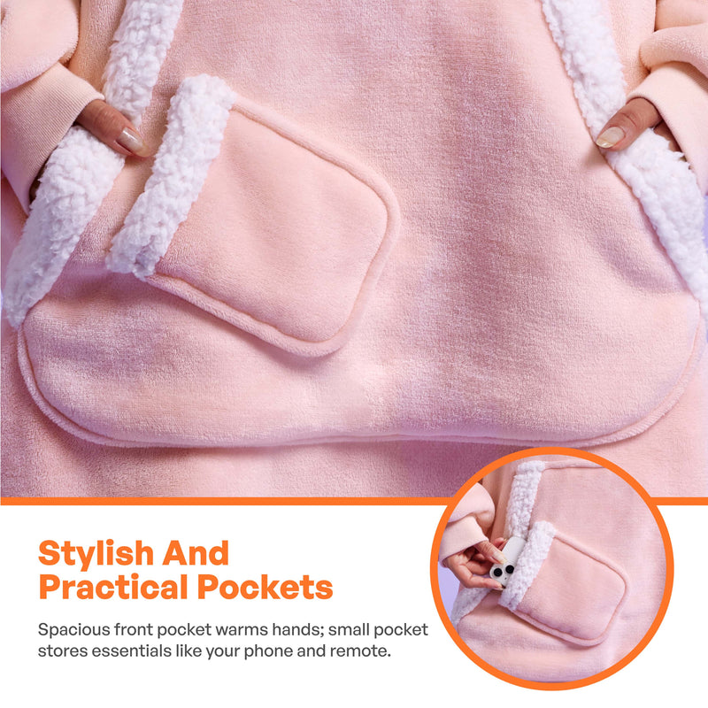 Adult Sherpa Wearable Blanket-Pink