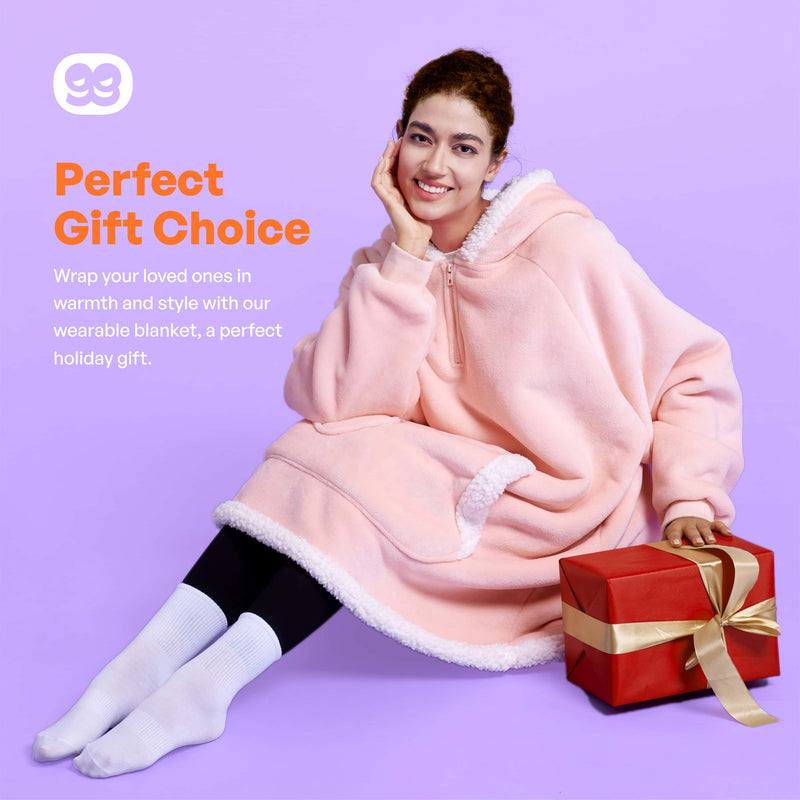 Adult Sherpa Wearable Blanket-Pink