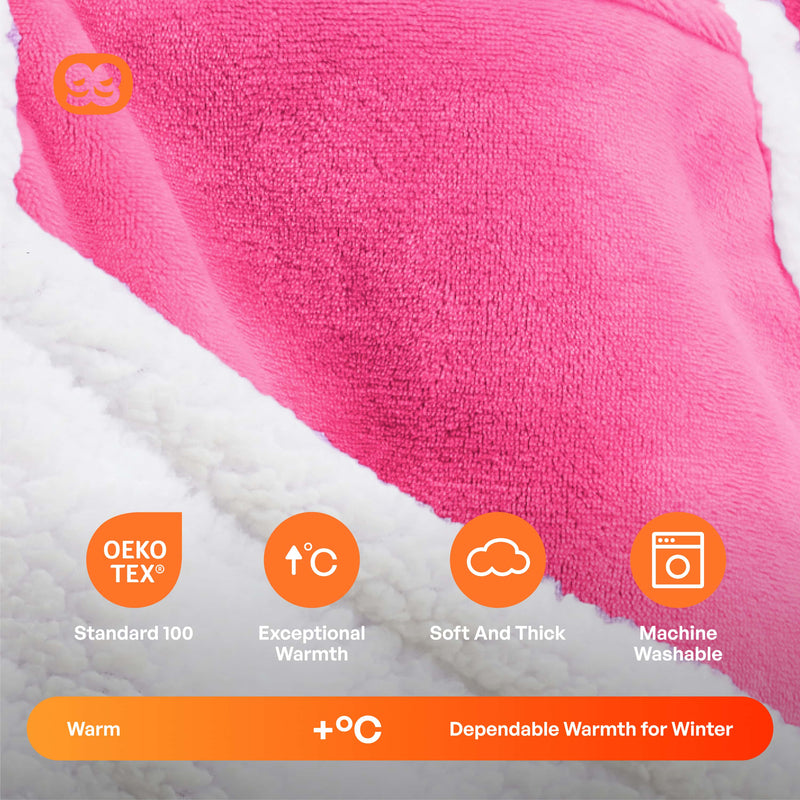 Adult Sherpa Wearable Blanket-Bright Pink