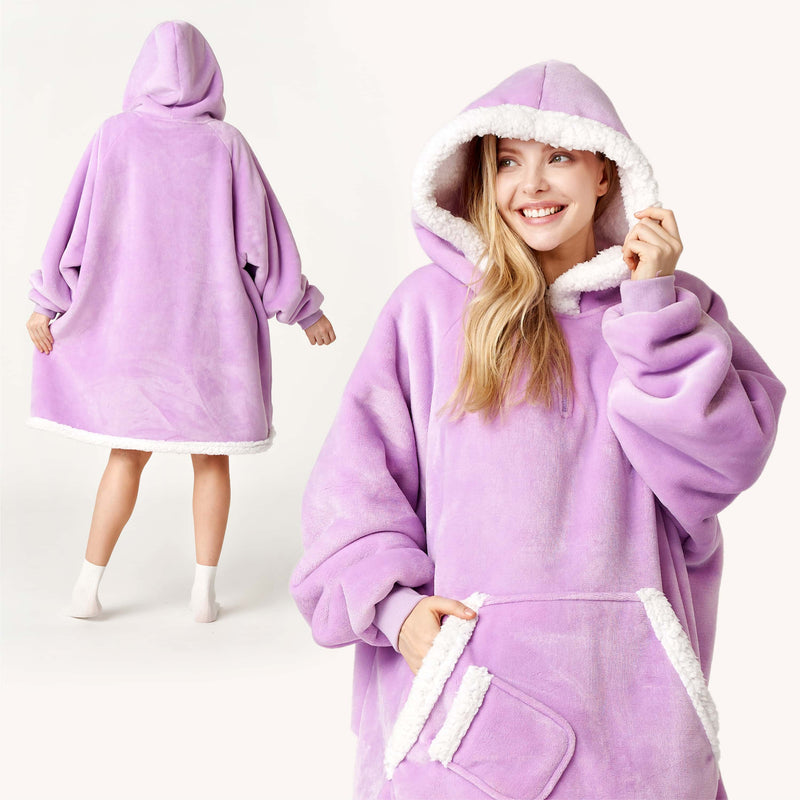 Adult Sherpa Wearable Blanket-Violet