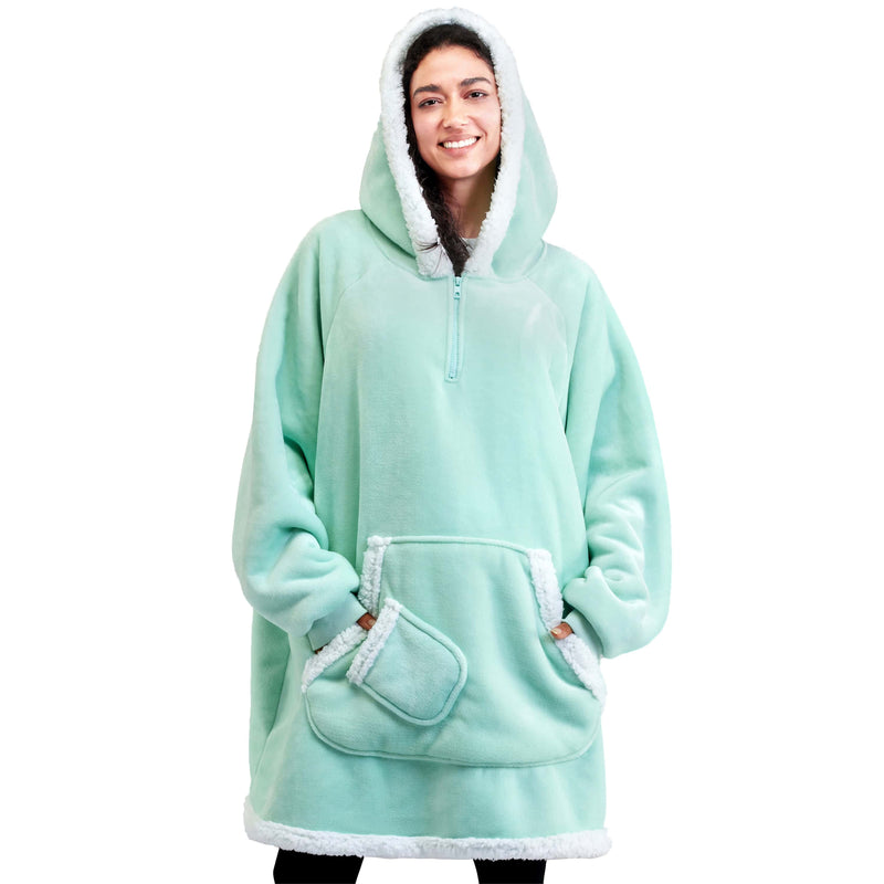 Adult Sherpa Wearable Blanket-Light Green