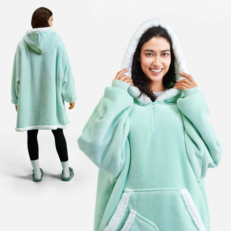 Adult Sherpa Wearable Blanket-Light Green