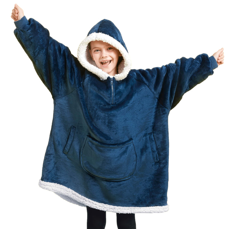 Kids' Sherpa Wearable Blanket-Navy