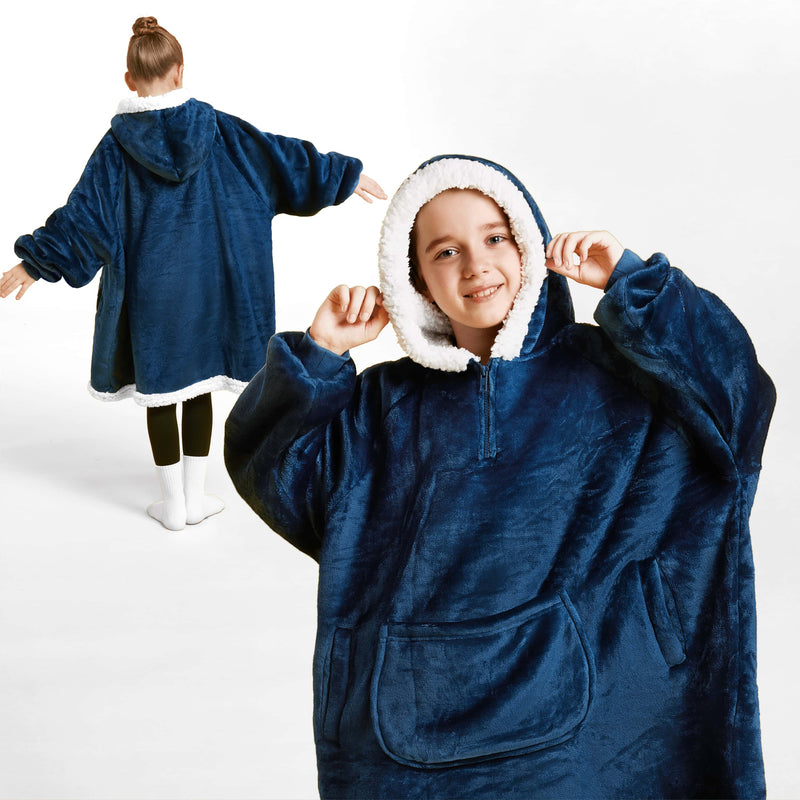 Kids' Sherpa Wearable Blanket-Navy