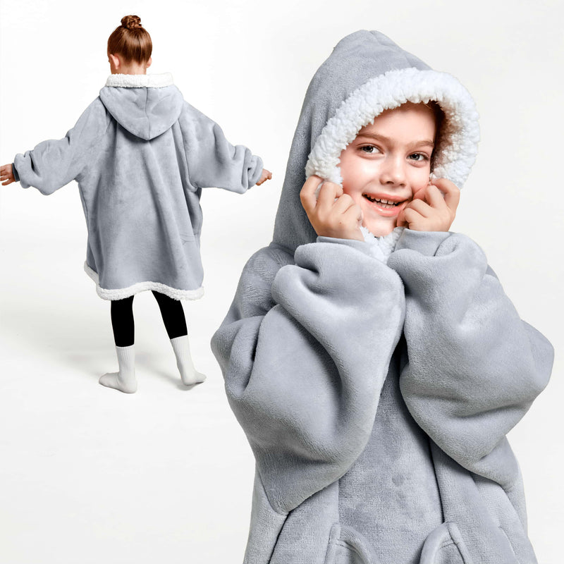 Kids' Sherpa Wearable Blanket-Gray