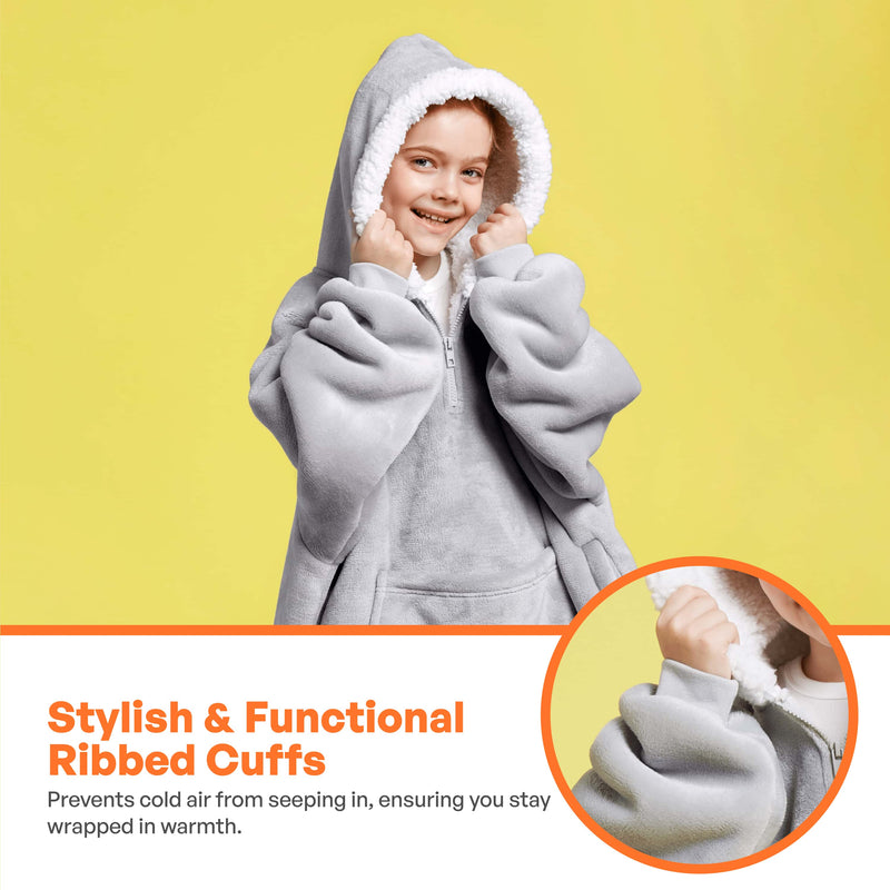 Kids' Sherpa Wearable Blanket-Gray