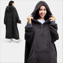 Adult Flannel Long Wearable Blanket-Dark Gray