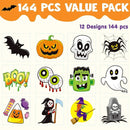 144 PCS Halloween Temporary Tattoos, 12 Designs Waterproof Fake Tattoos Stickers for Kids