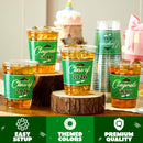 100Pcs 16oz Green Disposable PET Graduation Cups Class of 2026 Party Supplies
