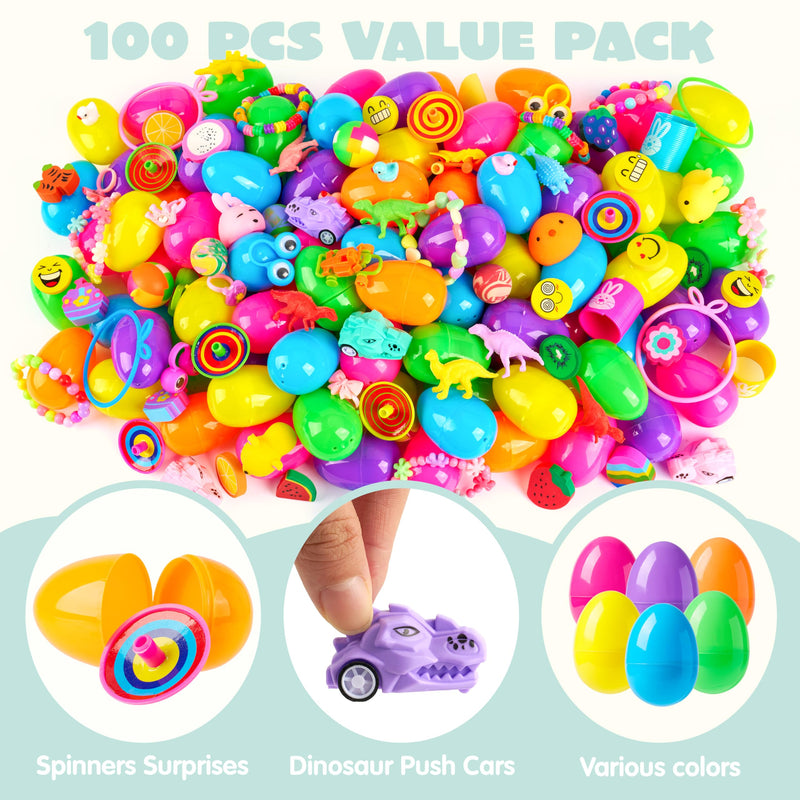 JOYIN 100 Pcs Prefilled Easter Eggs with Assorted Toys for Easter Egg ...