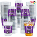100Pcs 16oz Purple Disposable PET Graduation Cups Class of 2026 Party Supplies