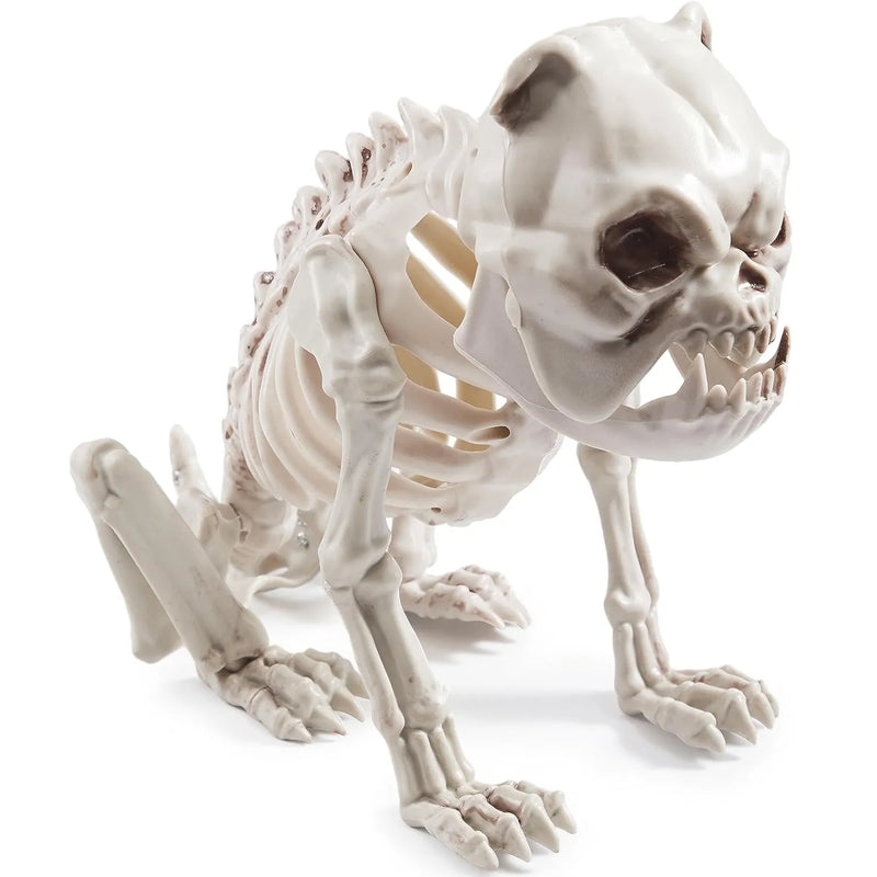 JOYIN 11in Halloween Skeleton Plastic Dog with Posable Joints