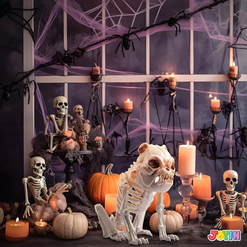 JOYIN 11in Halloween Skeleton Plastic Dog with Posable Joints