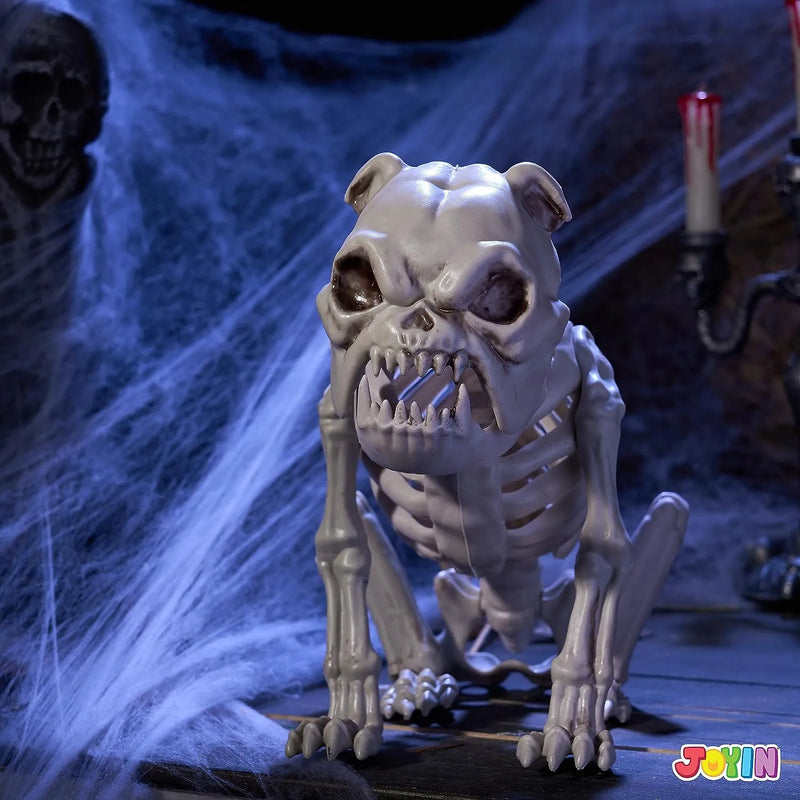 JOYIN 11in Halloween Skeleton Plastic Dog with Posable Joints