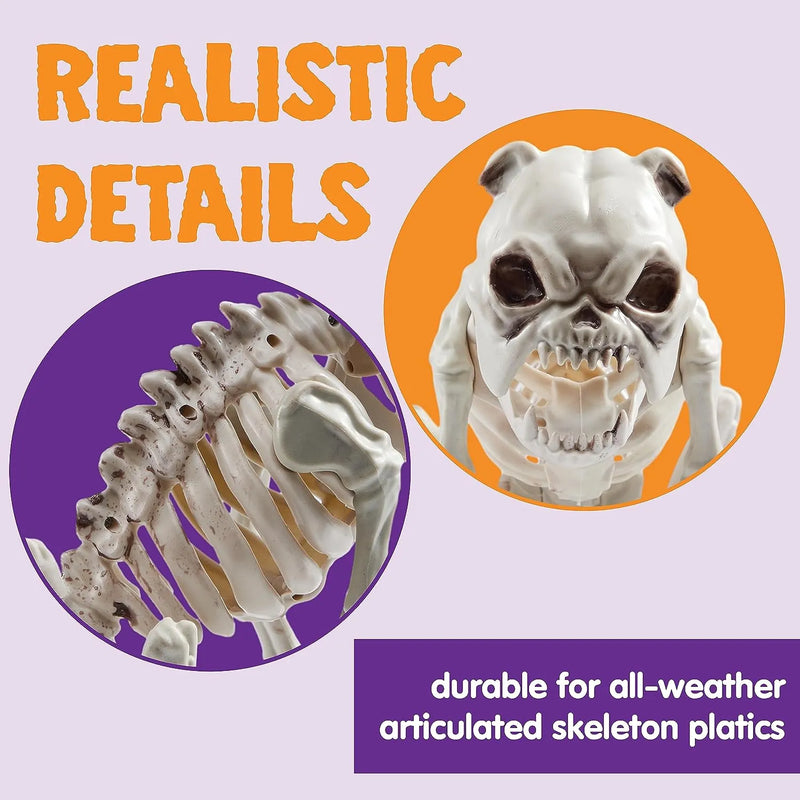 JOYIN 11in Halloween Skeleton Plastic Dog with Posable Joints