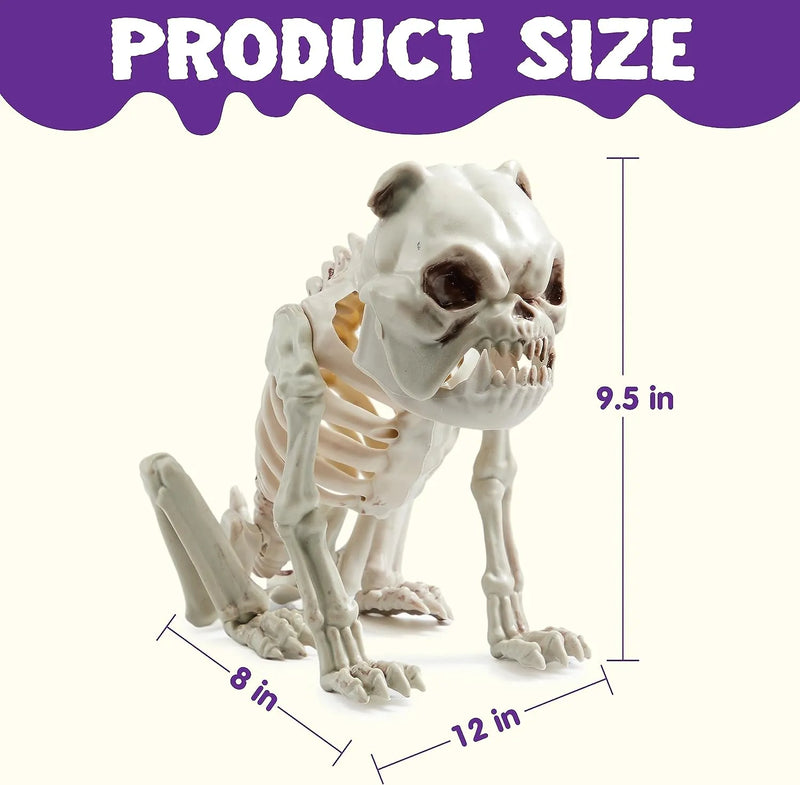 JOYIN 11in Halloween Skeleton Plastic Dog with Posable Joints