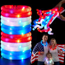 JOYIN 12 Pcs 4th of July Patriotic Light Up Pop Tubes & Glow Sticks Set