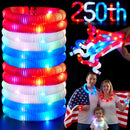 JOYIN 12 Pcs 4th of July Patriotic Light Up Pop Tubes & Glow Sticks Set