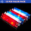 JOYIN 12 Pcs 4th of July Patriotic Light Up Pop Tubes & Glow Sticks Set