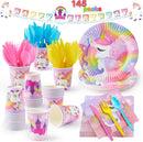 JOYIN 145 Pcs Unicorn Birthday Party Supplies with Unicorn Banner for Girls