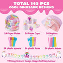 JOYIN 145 Pcs Unicorn Birthday Party Supplies with Unicorn Banner for Girls