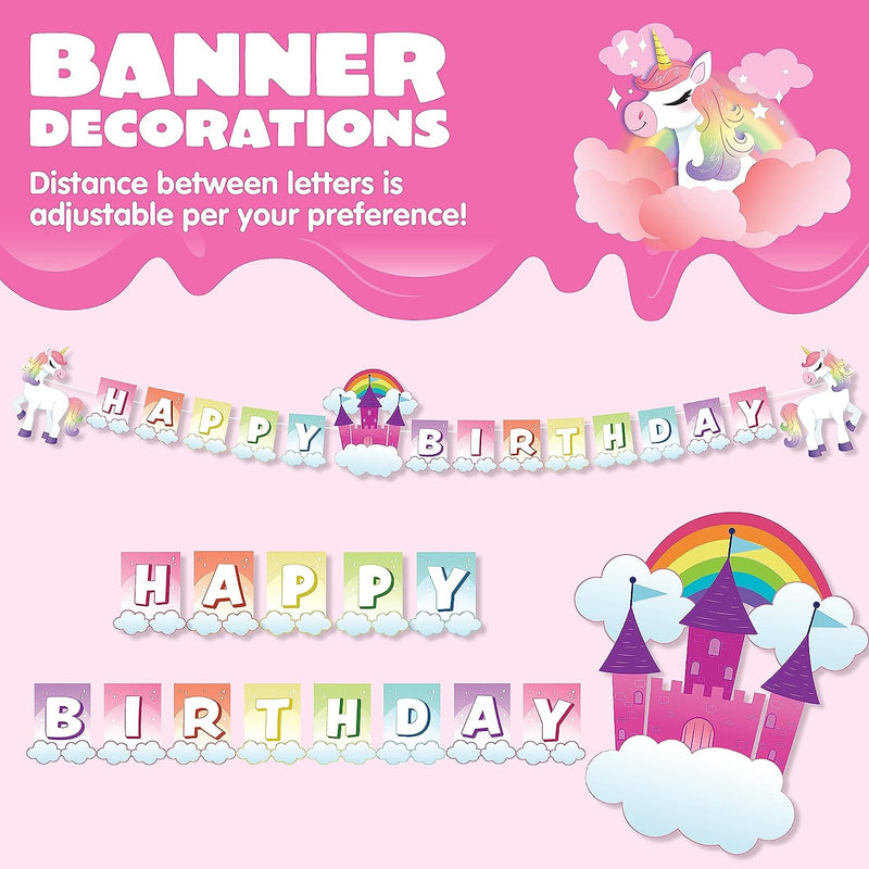 JOYIN 145 Pcs Unicorn Birthday Party Supplies with Unicorn Banner for Girls