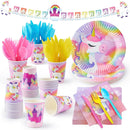 JOYIN 145 Pcs Unicorn Birthday Party Supplies with Unicorn Banner for Girls