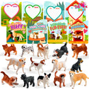 JOYIN 14 Pack Valentines Day Greeting Card with Dog Puppy Figure Toys for Kids Party Favor