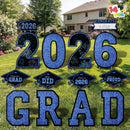 14Pcs Black & Blue Graduation Yard Signs with 28 Stakes Class of 2026 Grad Party Supplies
