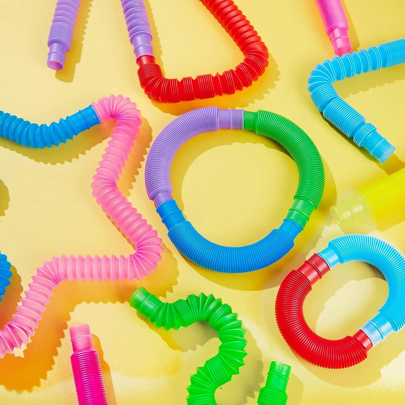 Pop Tubes Set 18 Pack Pop Tubes, Fidget Tubes Party Favors in9 Colors