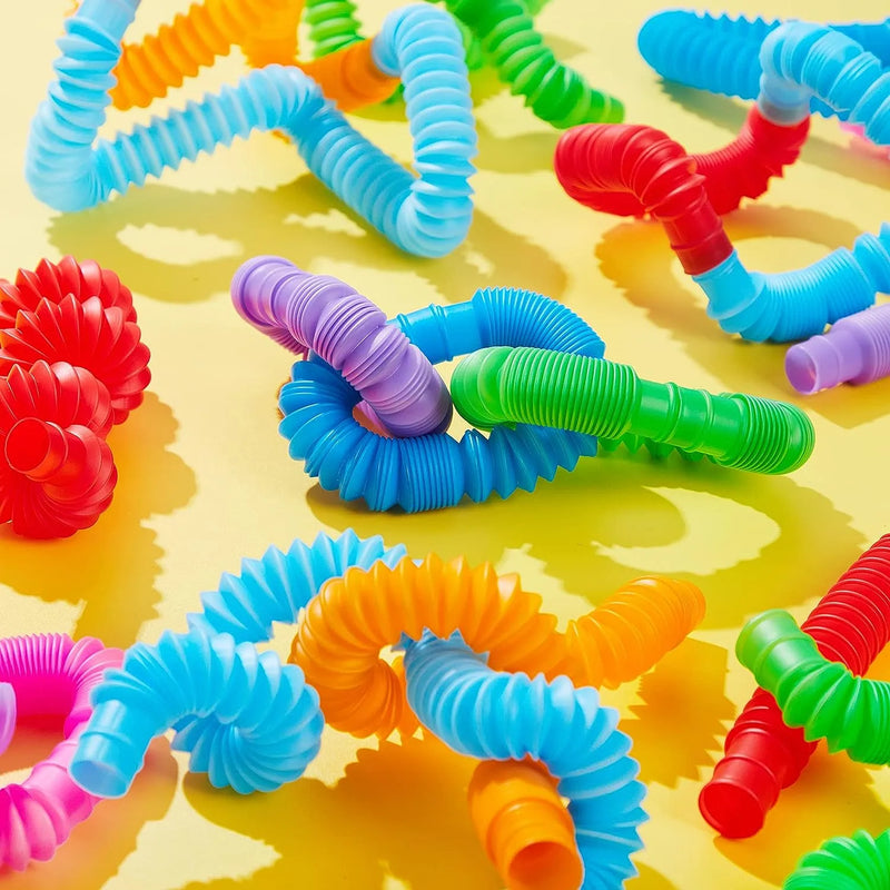 Poptubes Fidgets 18 Pack Pop Tubes, Fidget Tubes Party Favors in9 Colors