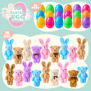 JOYIN 18 Pcs Prefilled Easter Eggs with Plush Animals