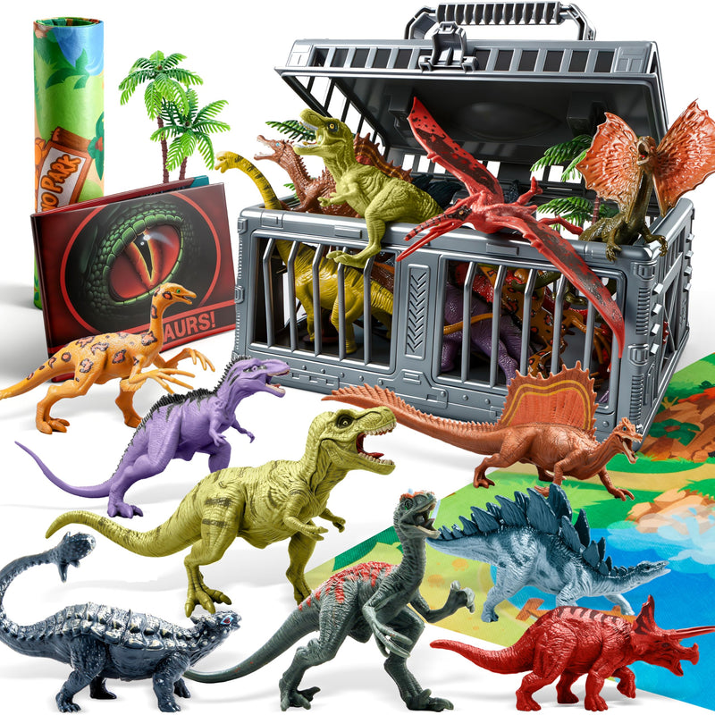 JOYIN 19 Pcs Realistic Dinosaur Figures with Activity Play Mat and