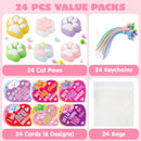 JOYIN 24 PCS Valentine's Day 2" Cat Paw Fidget Toys (6 Colors) with Cards