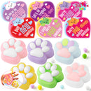 JOYIN 24 PCS Valentine's Day 2" Cat Paw Fidget Toys (6 Colors) with Cards
