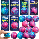 JOYIN 24 PCS Valentines Cards with Galaxy PU Stress Balls for Valentine Party Favor