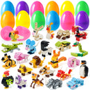 JOYIN 24 Packs Prefilled Easter Eggs with Animal Building Blocks