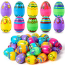 JOYIN 24 Pcs 2.3 Inch Printed Fillable Plastic Easter Eggs
