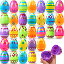 JOYIN 24 Pcs 3.15 Inch Printed Plastic Fillable Easter Eggs