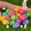 JOYIN 24 Pcs 3.15 Inch Printed Plastic Fillable Easter Eggs