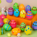 JOYIN 24 Pcs 3.15 Inch Printed Plastic Fillable Easter Eggs