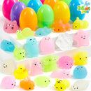 JOYIN 24 Pcs Easter Prefilled Eggs with Mochi Squishy Toys
