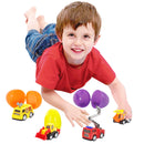 JOYIN 24 Pcs Filled Easter Eggs with Pull Back Construction Cars