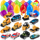 JOYIN 24 Pcs Prefilled Easter Eggs with Vehicle Toys
