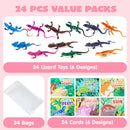 JOYIN 24 Pcs Valentine's Day Gift Cards with Color Changing Lizard Toys