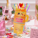 JOYIN 24 Pcs Valentines Day Cards with Straws Covers Caps for Cup Tumbler