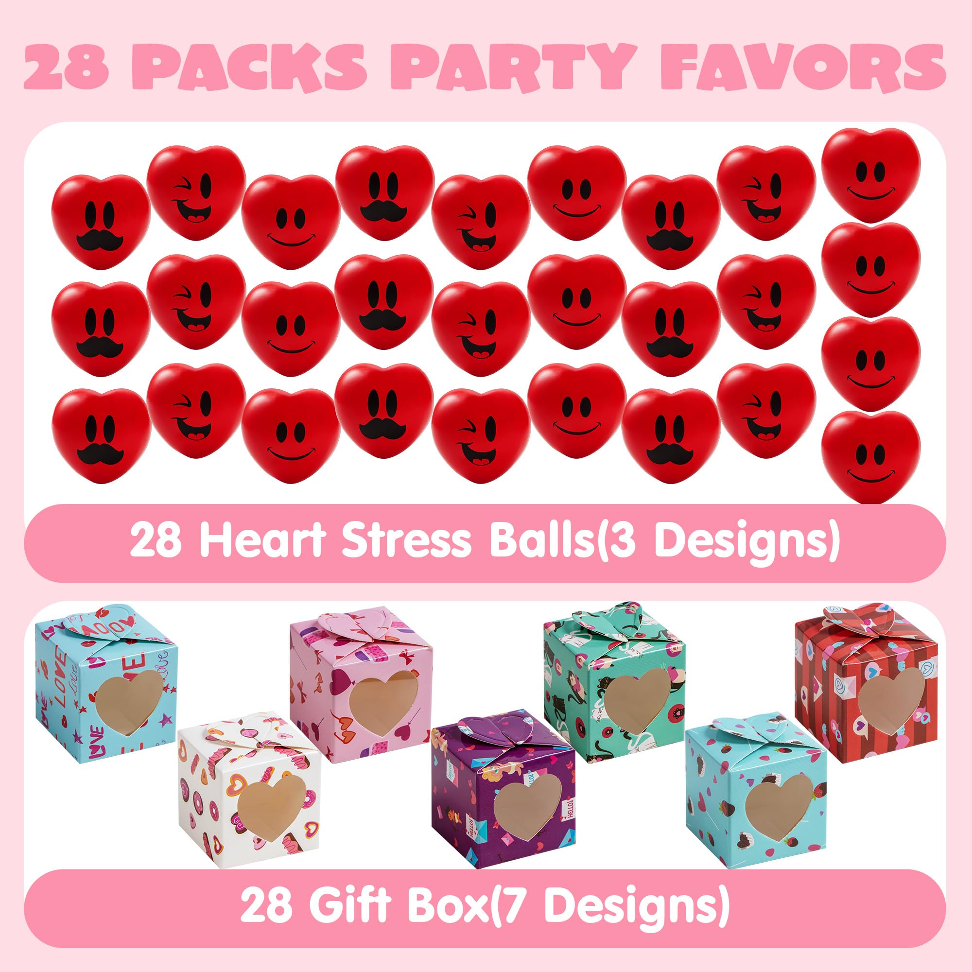 JOYIN 28 Packs Valentine Heart Stress Balls Smile Face Squishy Toys ...