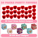 JOYIN 28 Packs Valentine Heart Stress Balls Smile Face Squishy Toys with Valentine Themed Gift Box